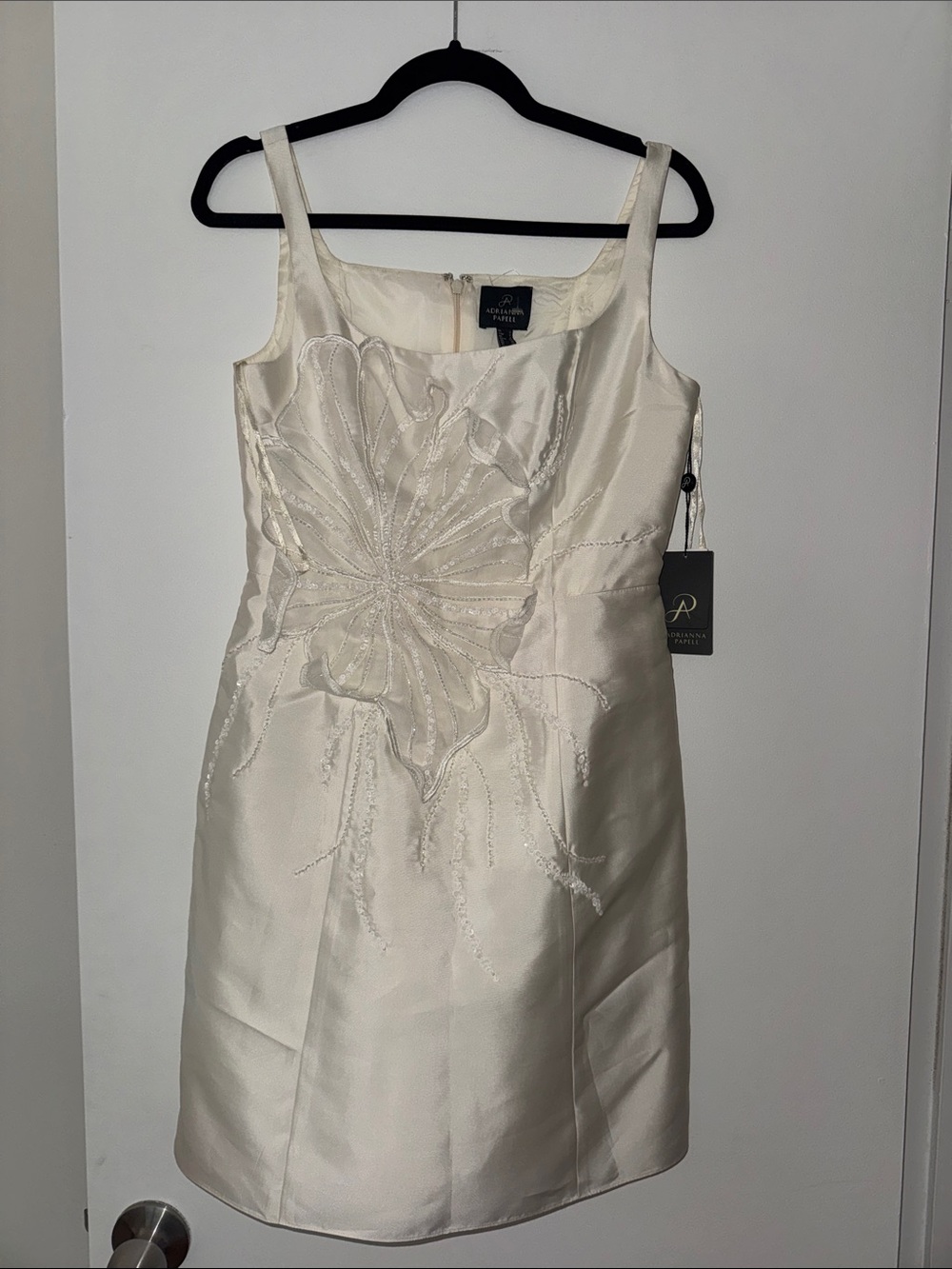 Adrianna Papell Ivory Embellished Mini Sheath Dress
